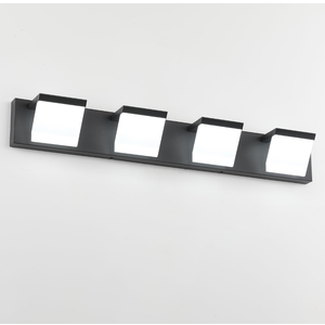 4-Light LED Modern Bathroom Vanity Light Fixtures (30-Inch, Cool White 6000K), Matte Black Modern Acrylic Bathroom Wall Lighting Fixtures Over Mirror