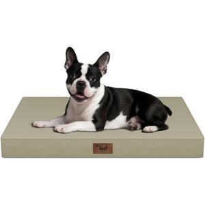 Outdoor Dog Bed for Small Dogs, Waterproof Dog Crate Bed for Medium Dogs Cats, Orthopedic Egg Crate Foam Pet Bed with Washable Removable Oxford Cover, Khaki