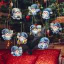 36Pcs 12-Design 3.14-Inch Hanukkah Gnome Wooden Ornaments with Hemp Rope (DIY Blessings)