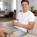 3 Pack Mens Cotton Pajama Shorts Soft Comfortable Lounge Shorts with Drawstring & Two Pockets Sleep Bottoms for Men (M)