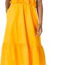 Amazon Essentials Women's Fit and Flare Cotton Sateen Empire Waist Midi Ruffle Dress