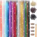 Hair Tinsel, 20 Colors 8800 Strands Fairy Hair Tinsel Heat Resistant 48 Inches Glitter Tinsel Hair Extensions Highlights Sparkling Hair Tinsel Kit for Girls Women Hair Accessories Party Festival