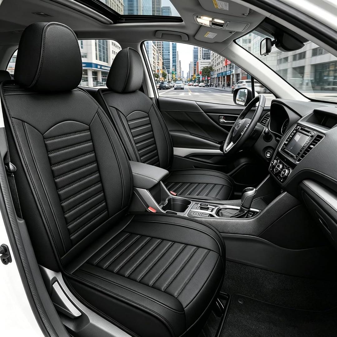 DISUTOGO for Subaru Outback Seat Covers 2020 2021 2022 2023 2024 2025 2026 Full Set Seat Covers Waterproof Faux Leather 1:1 Custom Car Seat Covers Airbag Compatible(5 Seats,Black)