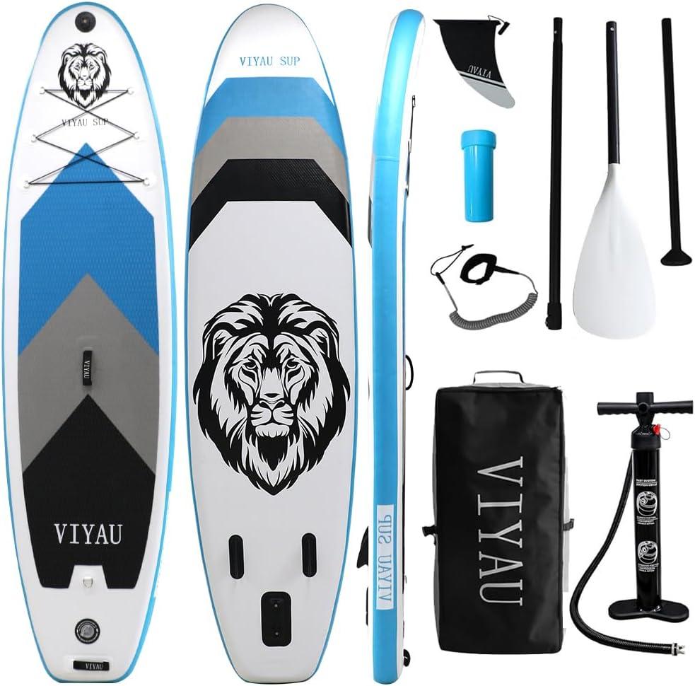 Inflatable SUP Board, Stand Up Paddling Board Equipped with 3-Piece Adjustable Aluminum Paddle + Hand Pump, 320 × 81 × 15 cm