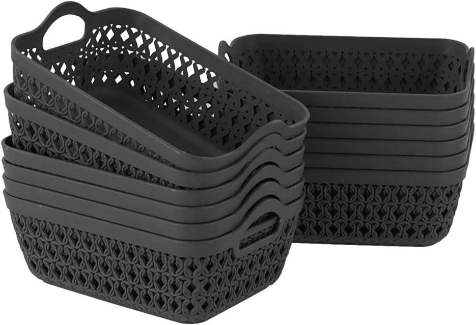 12-Pack Mini Plastic Storage Baskets Trays, Gray Tiny Storage Baskets