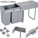 tonchean Pull Out Trash Can Under Cabinet Under Sink Double Sliding Trash Can Kitchen 20 + 10 Quart (8 Gallon) Recycling Bin Waste Container for Garbage Classification, Under Cabinet Bottom Mount