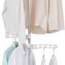 BAOYOUNI Corner Laundry Pole Coat Tree Hanger Telescopic Clothing Drying Rack Floor to Ceiling Tension Shelf Rod Metal Storage Organizer Stand with 4 Arms & 1 Hook - Ivory