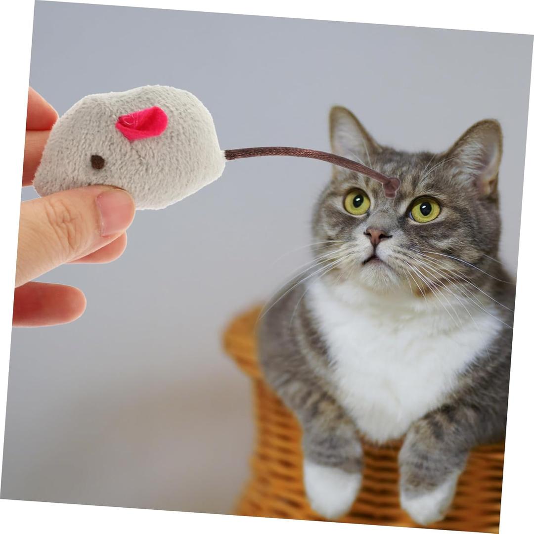 Plush Cat Toy Cute Mouse Kitten Toys Interactive Cat Mice for Indoor