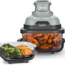 Ninja Crispi Air Fryer, Microwave, Freezer & Dishwasher Safe, Non Toxic Glass Portable Cooking System, 4 QT & 6 Cup Glass Containers with Storage Lids, Easy Meals, Air Fry, Bake, Green, FN101SG