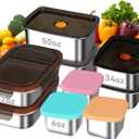 YUANYE 9 Pack 50/34/27/6oz Stainless Steel Food Storage Containers Sets, LeakProof Airtight Lunch Box with Lids, Small Snack Containers Oven/Dishwsher/Freezer Safe for Meal Prep, School, Work, Picnic