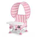 Bright Starts Pop 'N Sit Cabana Baby Beach Portable Booster Chair with UPF Canopy, Floor Seat for Indoor/Outdoor Use, Compact Fold, Pink, 6 Months–3 Years