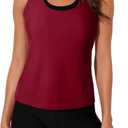 Aleumdr Womens Athletic 3 Piece Tankini Swimsuits with Shorts Swim Tank Tops with Sports Bra and Boyshorts Bathing Suits (Small, Red)