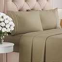 Queen Size 4 Piece Sheet Set - Comfy Breathable & Cooling Bed Sheets Set - Hotel Luxury Bedding for Women, Men, Kids, Teens, Boys & Girls - Deep Pockets, Soft & Wrinkle Free - Khaki (Heathered Sheets)