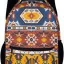 KOYI Western Backpack Bright Aztec Print Backpack for Kids, Vintage Tribal Ethnic Aztec School Backpack, Water Resistant Travel Laptop Backpacks for Girls Boys Teens, 16.5 Inch, Blue Yellow
