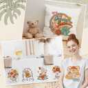 2 x Whaline 20 Sheets Vintage Boho Floral Iron on Stickers Retro Flower Mushroom Butterfly Heat Transfer Vinyl Decals Groovy Hippie Mixed HTV Adhesive Craft Vinyl for Clothing DIY Fabric Decor