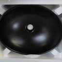 16x13 Matte Black Vessel Sink With Faucet and Drain Combo - Oval Porcelain Ceramic Above Counter Bathroom Sink