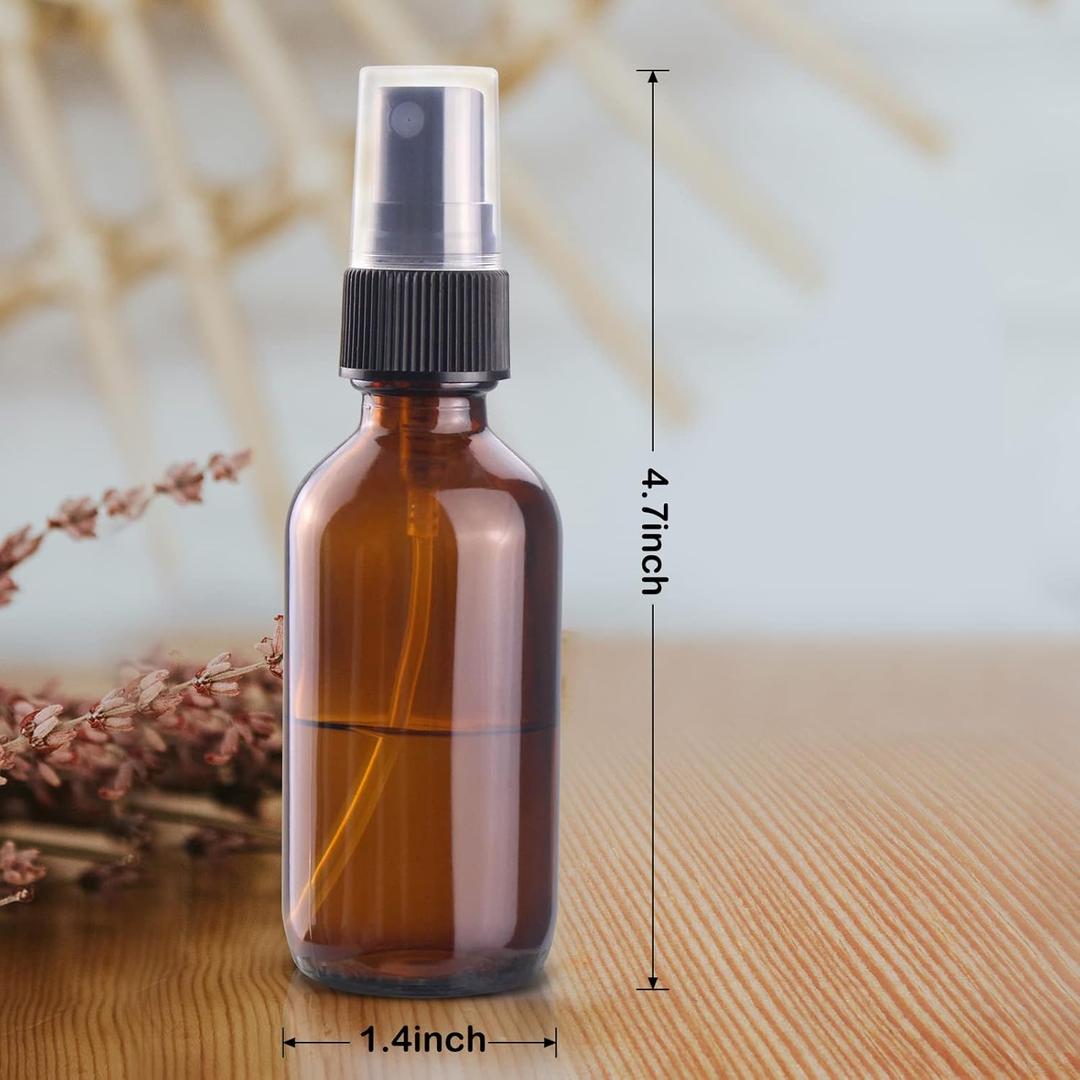 Wedama 2 oz Mini Glass Spray Bottle, Empty Small Spray Bottle with Funnel Dropper, Fine Mist for Hair, Travel, Plants, Cleaning Solutions and Skin Care 