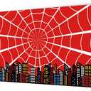5x3FT Super City Theme Red Spider Web Photography Vinyl Photo Background for Kids Birthday Party Backdrops Decoration