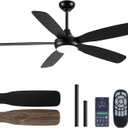 Illus Modern LED Ceiling Fan With Light and Remote, 5-Blade, 6 Speeds, 3CCT, Dimmable, Reversible, Quiet, Black, 42 inch