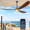 72 inch Outdoor Ceiling Fan with Lights-Glass Lamp, Large Damp Rated Wood Propeller Blades for Big Patios & Porch, Smart APP and Remote Control, 3 Blades Dimmable LED Ceiling Fans, High CFM-Walnut