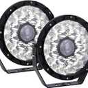 Round led offroad light - 9inch 2Pcs 300W 32000Lm Waterproof Spot Beam Led Work Light Off Road Lights Driving Light Compatible with Truck SUV ATV Tractor Boat (W300)