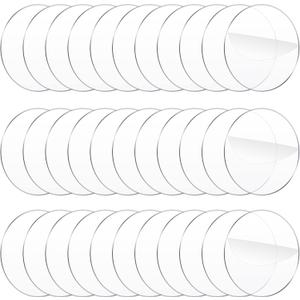 Yalikop 60 Pieces 4 Inch Round Acrylic Clear Blank Transparent Acrylic Disc Blank Round Circle Plastic Disc Sheet for DIY Projects Cake Decoration Crafts Wedding