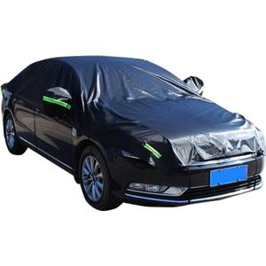 Car Half Cover, Oxford Summer Rainproof Sunshade Cover, All-season Thickened Car Roof Protector, Universal for Sedans (Black) (1 PC)