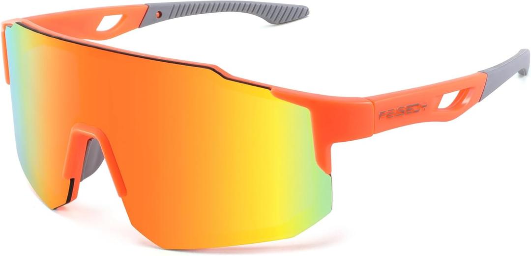FEISEDY Sports Sunglasses for Men, Women and Teens - Baseball, Biking, Cycling UV400 Protection B2388 (75mm, 003-orange)