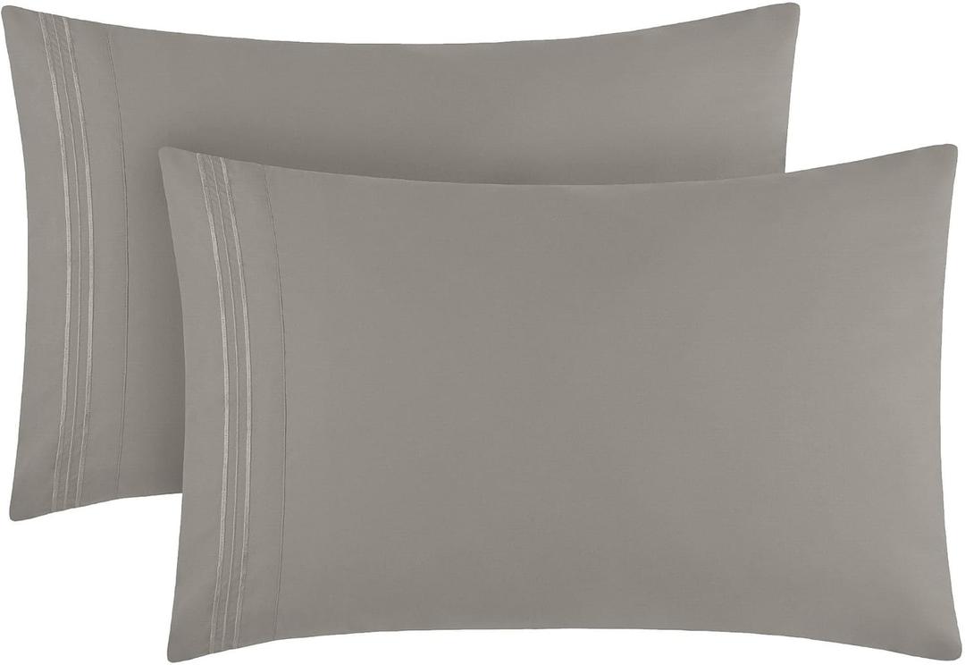 Mellanni Pillow Cases - Luxury, Extra Soft, Cooling Pillow Covers - 2 PC Iconic Collection Pillowcases - Envelope Closure (Standard/Queen 20" x 30", Taupe)