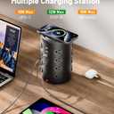 Power Strip Tower Surge Protector, TenTrend 16 Outlets and 5 USB Ports (2 USB-C), 2000 Joules Charging Station, 6FT Flat Plug Extension Cord for Home Office Dorm Room Essentials, Black
