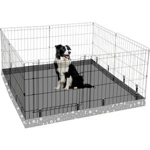 Dog Playpen Square Bottom Pad Fits for 48 Inch 8 Panels Metal Exercise Pet Playpen, Dog Crate Pad Puppy Playpen Pad, Elastic Buckles Connections.(Note: Playpen Not Included) -Gray
