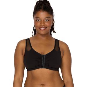 Fruit of The Loom Women's Comfort Front Close Sport Bra with Mesh Straps (42, Black Hue)