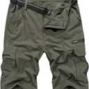 Jessie Kidden Mens Outdoor Casual Expandable Waist Lightweight Water Resistant Quick Dry Fishing Hiking Shorts (34, Army Green)