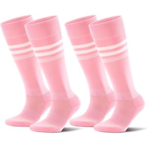 CS CELERSPORT 2/3 Pairs Soccer Softball Socks for Youth Kids, Men and Women Multi-sport Socks (Large, Pink (2 Pack)