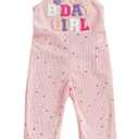 Socutebabe First 2nd 3rd 4th 5th Birthday Outfit Girl B Day Jumpsuit Toddler Halter Romper Bell Bottoms Outfits For Girls (B Day Girl Donut Pink, 2-3T)