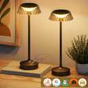 QiMH Cordless Table Lamp Set of 2, Rechargeable Battery Operated Lights, Portable Mini Touch Lamps, 3 Color Stepless Dimming, Outdoor Waterproof Table Lamps for Bedroom/Bars/Restaurant/Party, Black