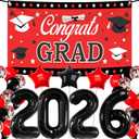 KatchOn, Red and Black Graduation Decorations 2026 Set - Pack of 40 | Black 2026 Balloons, Congrats Grad Banner | Graduation Decorations Class of 2026 Red and Black | 2026 Graduation Party Decorations