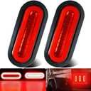 2Pcs 6" inch Oval LED Trailer Red 52 LEDs Halo Brake Stop Turn Signal Running Tail LightsPatented w/Rubber Grommet Sealed Waterproof IP67 for Truck/RV/Van, DC 12V