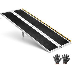 VEVOR 7FT Portable Wheelchair Ramp, Smooth Door Access No Blocking Design, 800 LBS Heavy Duty Non-Slip Threshold Ramp for Home Steps, Stairs, Doorways, Scooter, Curbs