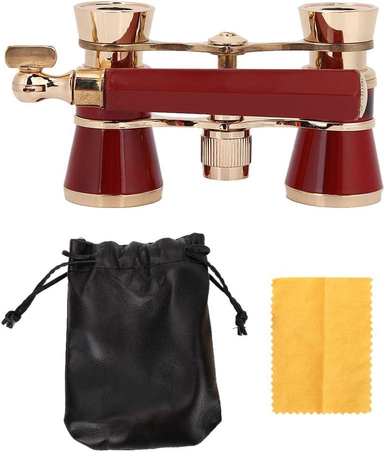 EVTSCAN Black 3X25 Opera Binocular Coated Lens Telescope Opera Glasses Coated Theater Glass Lady Glass Handle Women Girls(Red)