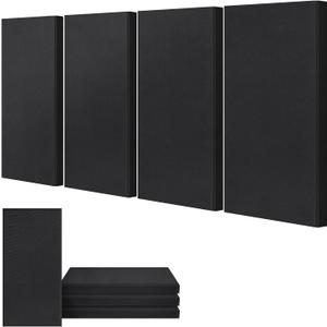 UMIACOUSTICS 4 PCS Acoustic Panels, 2 Thick 23.6" x 11.8" Fiberglass Sound Proof Wall Panels, Sound Absorbing Panels for Studios, Office, Home Theater, Deep Black