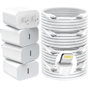 GREPHONE iPhone Charger Fast Charging,20W PD USB C Wall Charger 4 Pack with 6FT Fast Charging Cable - Fast Charger for iPhone 14/14 Pro Max/13/13 Pro/12/12 Pro/11/11 Pro/XS, iPad