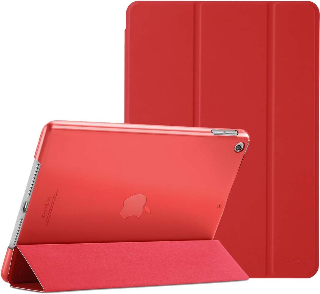 ProCase for iPad 9th/ 8th/ 7th Generation Case 10.2 Inch (2021/2020/2019 Release), 10.2 iPad Case 9th/ 8th/ 7th Gen Cover, Slim Smart Cover with Translucent Hard Shell Back -Red