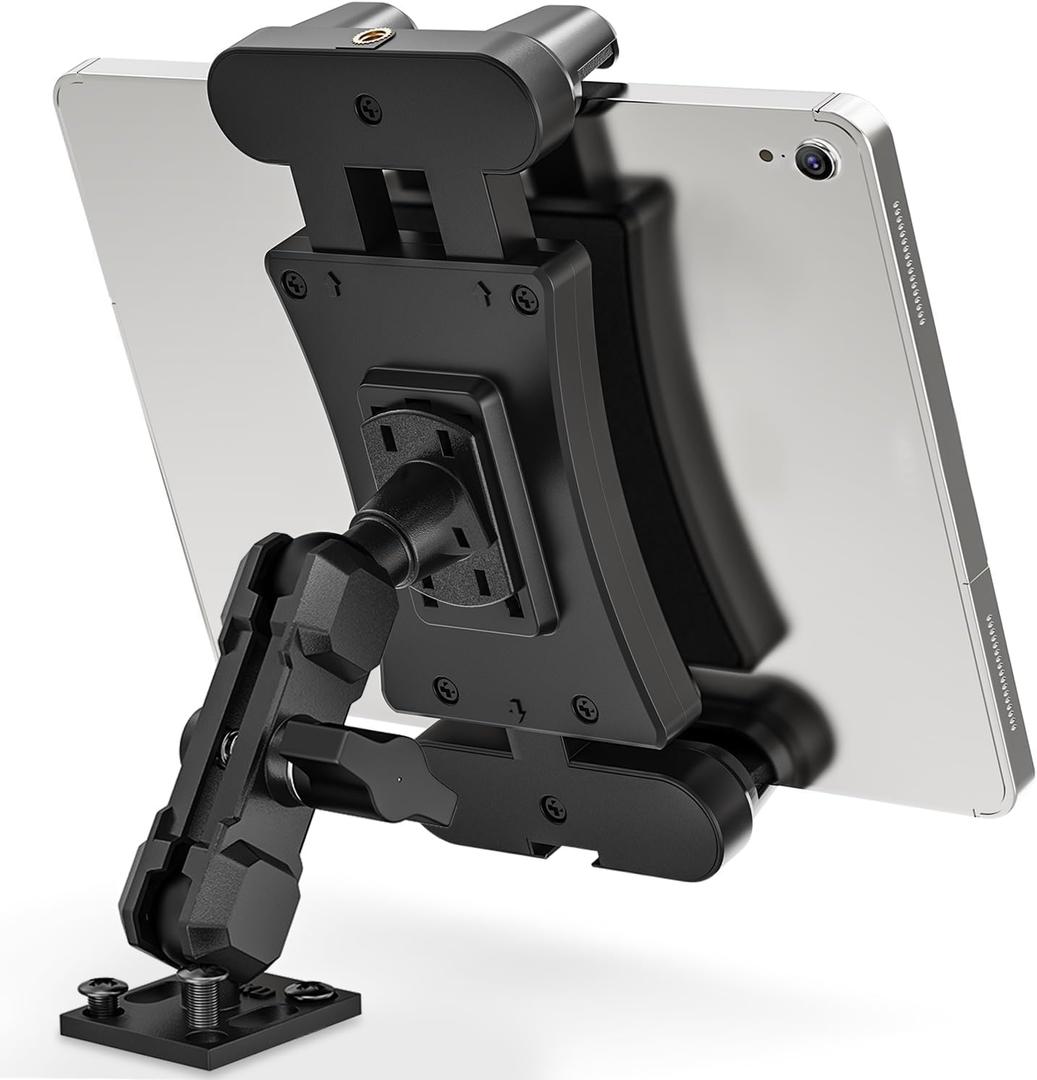 Tablet Holder for Truck, Heavy Duty Drill Base Tablet Car Mount with 5.91" Arm for Truck/Cars/Walls, iPad Holder Compatible with iPad Pro, Kindle Fire, and All 4.7-13.5" Devices