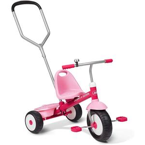 Radio Flyer Deluxe Steer & Stroll Trike, for Kids 2-5, Pink, Steel Frame