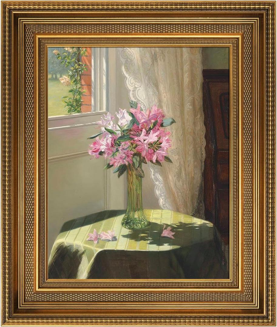 Vintage Canvas Frame for 5x7 Art Prints Oil Paintings, 2.4" Extra Wide Ornate Open Back Wall Picture Frames for Landscape Family Animal Memorial Portraits, No Glass & Backing (Gold)