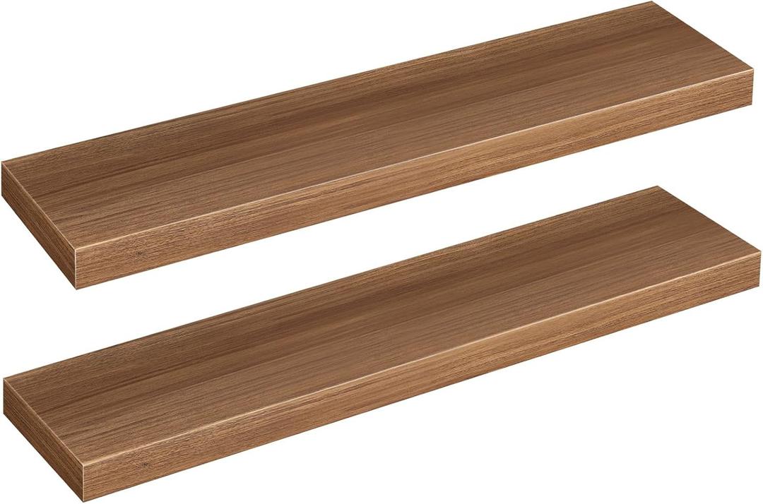 HOOBRO 31.5" Floating Shelves for Wall, Set of 2 Wall Mounted Shelf,  Rustic Brown, 7.9"D x 31.5"W x 1.5"H