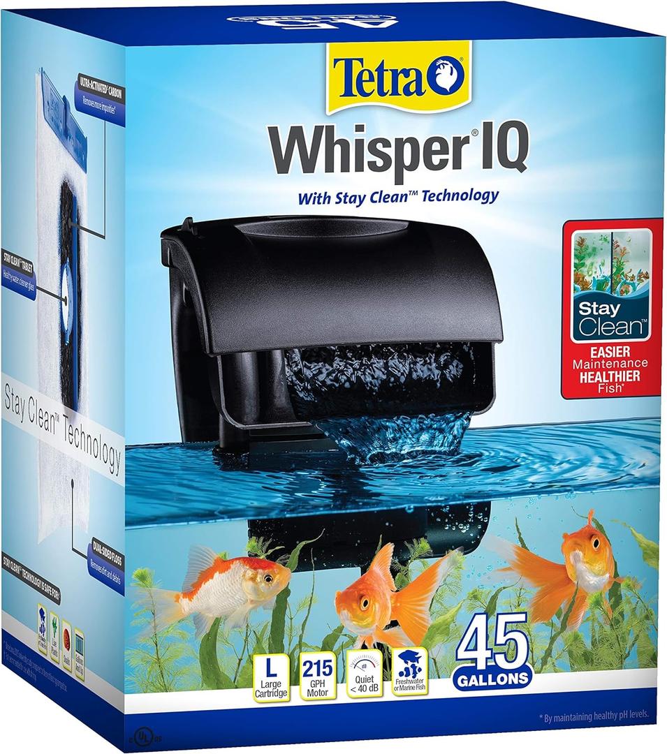 Tetra Whisper IQ Power Filter 45 Gallons, 215 GPH, With Stay Clean Technology Tetra Whisper IQ Power Filter 45 Gallons, 215 GPH, With Stay Clean Technology
