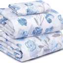 RUVANTI 100% Cotton Sheets  Twin Size Percale Bedding, Cooling & Breathable Floral Design, Durable with a Crisp, Soft & Comfortable Feel, 16" Deep Pocket, 3-Piece Set, Monotones