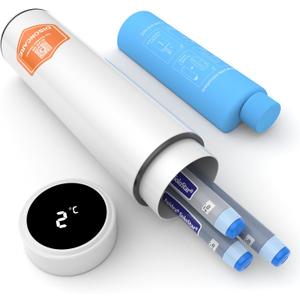 DISONCARE 60H Insulin Cooler Travel case Temp Display Medication Cooler for Medicine Travel TSA Approved Ice Pack Diabetic Medical Cooler Diabetes Bag EpiPen with QR Medical TagWhite